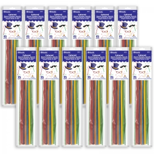 (12 PK) ROUND MULTI COLORD WOODN DOWEL 15PK