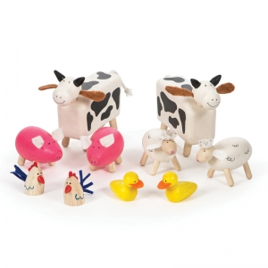 Wooden Farm Animals, Set of 10