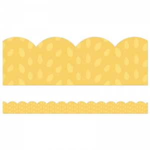 Yellow W/painted Dots Scallop Bordr