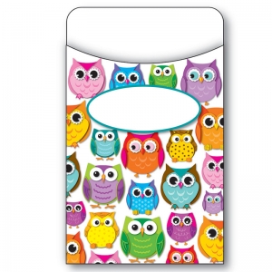 Colorful Owls Library Pockets, Grades PK-12