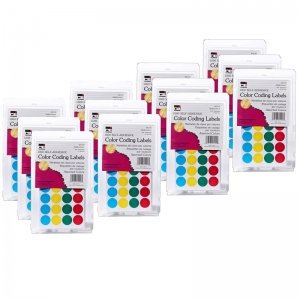 Self-Adhesive Color-Coding Labels, Assorted Colors, 1000 Per Pack, 12 Packs