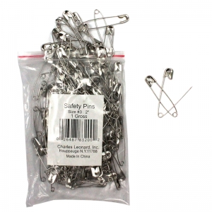 Nickel-Plated Steel Safety Pins, 2", 144 Per Pack