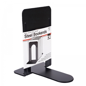 Bookends with Non-Skid Base, 9" Steel, Black, 1 Pair