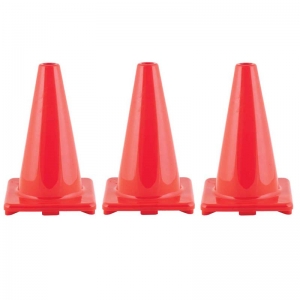 Hi-Visibility Flexible Vinyl Cone, 12", Orange, Pack of 3