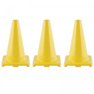 Hi-Visibility Flexible Vinyl Cone, 12", Yellow, Pack of 3