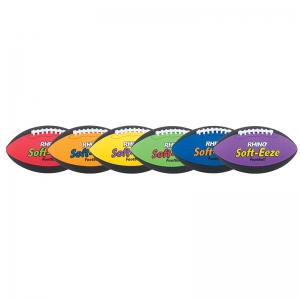 Rhino Softeeze Football Set,set Of 6 Balls (1 Of Each) Red/black, Orange/black, Yellow/black, Green/black, Royal Blue/black, Purple/black