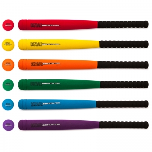 Rhino Ultra Foam Bat And Ball,set Of Six Bats And Six Balls: One Of Each In Red, Orange, Yellow, Green, Royal Blue And Purple