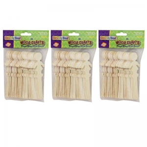 (3 PK) PEOPLE SHAPED WOOD CRAFT 36 PER PK STICKS 18 EACH DESIGN