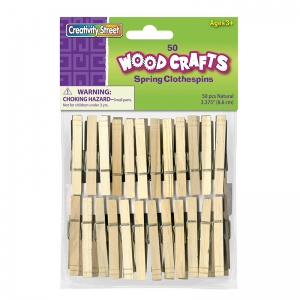 Spring Clothespins, Natural, Extra-Large, 3-3/8", 50 Pieces