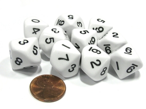 (3 PK) 10 SIDED POLYHEDRA DICE SET OF 12