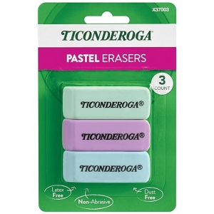 3CT PASTEL WEDGE ERASER TICONDEROGA 