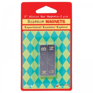 Alnico Bar Magnets, 2", N/S Stamped, Pack of 2