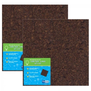 (2 EA) 12X12 DARK CORK SQUARES 4 PK 