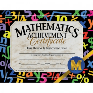 Certificates Mathematics 30/pk Achievement 8.5 X 11