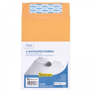 Mead Press-It Seal-It Envelopes, 6" x 9", 6ct