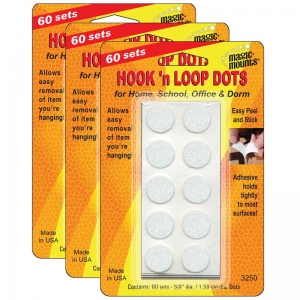 (3 PK) HOOK N LOOP 5/8IN DOTS 60 PER SET