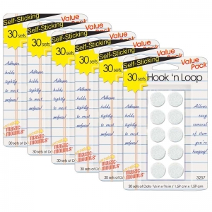 (6 PK) HOOK N LOOP 5/8IN DOTS 30 SETS PER PK