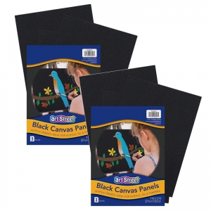 (2 PK) CANVAS PANELS BLACK 9X12 3 PANELS PER PACK