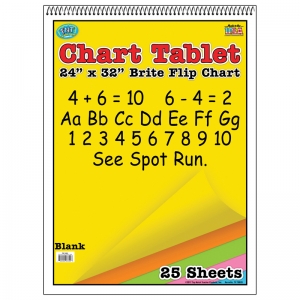 Top Notch Teacher Products Brite Chart Tablet, 24 x 32, Unruled, Assorted Colors, 25 Sheets