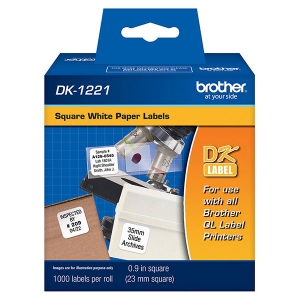 Brother 23mm (10/11") Square White Paper Labels (1,000 Labels/Pkg)