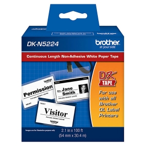 Brother 54mm (2") Black on White Non-Adhesive Continuous Length Paper Label Tape (30m/100') (1/Pkg)