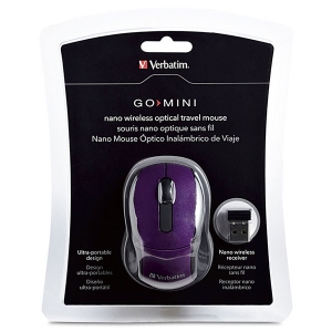Verbatim Wireless Mini Travel Optical Mouse (Purple)
