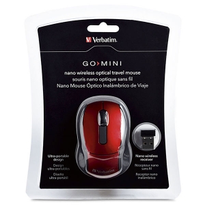Verbatim Wireless Mini Travel Optical Mouse (Red)