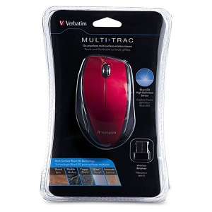 Verbatim Wireless Multi-Trac Notebook Blue LED Mouse - Red