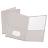 Twin-Pocket Folder, Embossed Leather Grain Paper, Gray, 25/Box