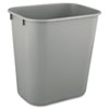 Deskside Plastic Wastebasket, Rectangular, 3.5 gal, Gray