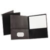 Twin-Pocket Folder, Embossed Leather Grain Paper, Black, 25/Box