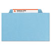 Six-Section Pressboard Top Tab Classification Folders with SafeSHIELD Fasteners, 2 Dividers, Letter Size, Blue, 10/Box