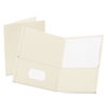 Twin-Pocket Folder, Embossed Leather Grain Paper, White, 25/Box