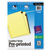 Preprinted Red Leather Tab Dividers w/Clear Reinforced Edge, 12-Tab, Ltr