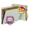 End Tab Pressboard Classification Folders with SafeSHIELD Coated Fasteners, 2 Dividers, Letter Size, Gray-Green, 10/Box