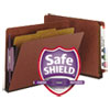 End Tab Pressboard Classification Folders with SafeSHIELD Coated Fasteners, 1 Divider, Letter Size, Red, 10/Box