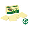 Recycled Note Pads, 3 x 3, Canary Yellow, 100-Sheet, 12/Pack