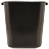 Deskside Plastic Wastebasket, Rectangular, 7 gal, Black