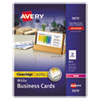 Clean Edge Business Card Value Pack, Laser, 2 x 3.5, White, 2,000 Cards, 10 Cards/Sheet, 200 Sheets/Box