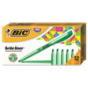 Brite Liner Highlighter, Fluorescent Green Ink, Chisel Tip, Green/Black Barrel, Dozen