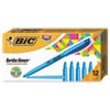 Brite Liner Highlighter, Fluorescent Blue Ink, Chisel Tip, Blue/Black Barrel, Dozen