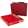 Four-Section Pressboard Classification Folders, 1 Divider, Letter Size, Red, 10/Box