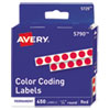 Handwrite-Only Permanent Self-Adhesive Round Color-Coding Labels in Dispensers, 0.25