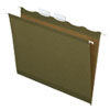 Ready-Tab Reinforced Hanging File Folders, Letter Size, 1/5-Cut Tab, Standard Green, 25/Box