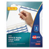 Print and Apply Index Maker Clear Label Dividers, 3-Tab, White Tabs, 11 x 8.5, White, 5 Sets