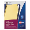 Preprinted Black Leather Tab Dividers w/Gold Reinforced Edge, 25-Tab, A to Z, 11 x 8.5, Buff, 1 Set