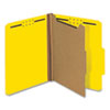 Bright Colored Pressboard Classification Folders, 1 Divider, Letter Size, Yellow, 10/Box