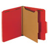 Bright Colored Pressboard Classification Folders, 1 Divider, Letter Size, Ruby Red, 10/Box