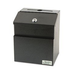 Steel Suggestion Box with Locking Top, 7 x 6 x 8.5, Black