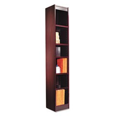 Narrow Profile Bookcase, Wood Veneer, Six-Shelf, 11.81